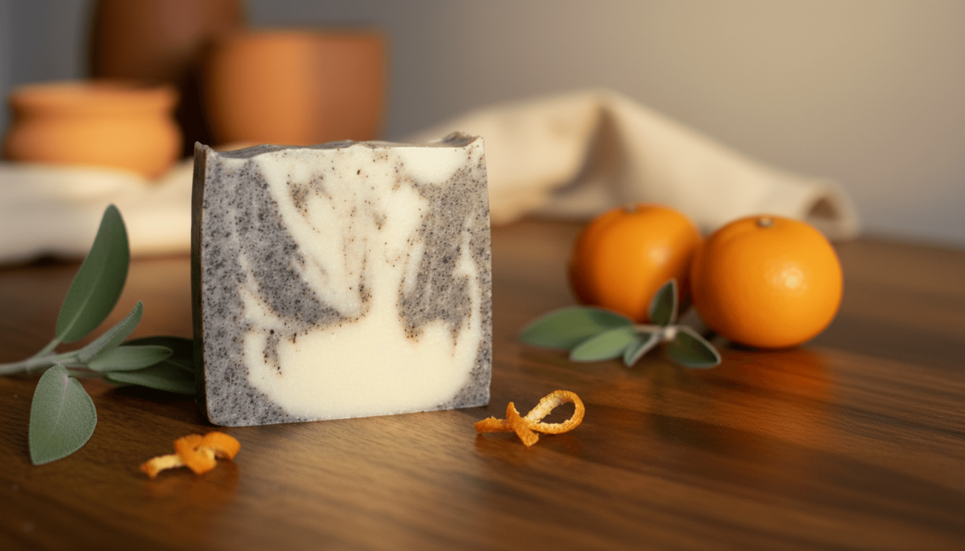 Sunny Sage handmade vegan coffee soap - view 2