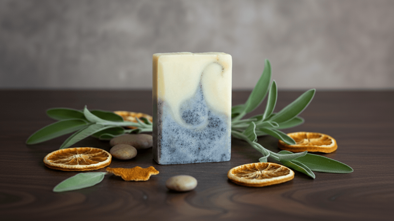 Sunny Sage - handmade vegan coffee soap with recycled coffee grounds from Munich