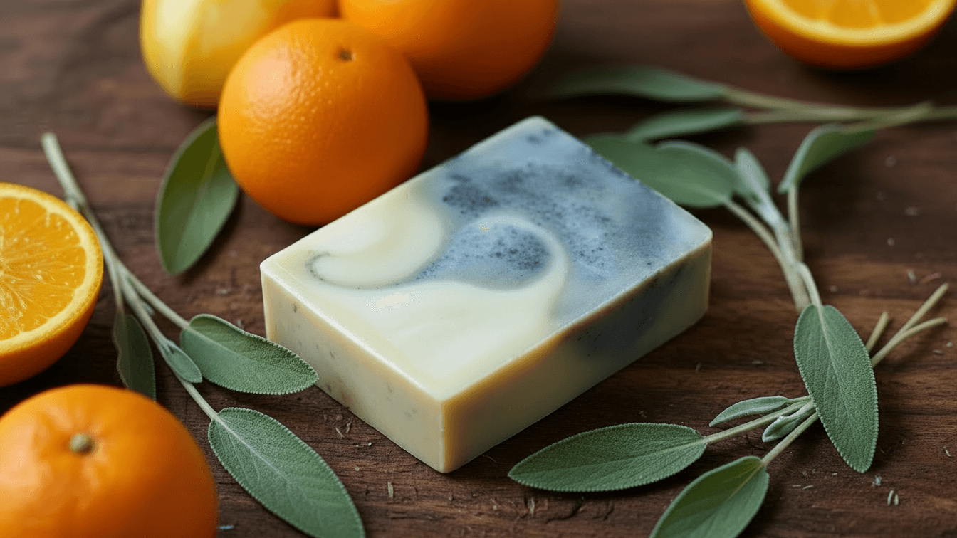 Sunny Sage handmade vegan coffee soap - view 2